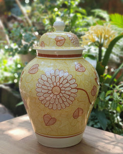 Decorative Vase Chrysanthemum Pattern 15" H Multi-colors