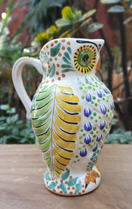 Owl Water Pitcher 9" Hight 40 Oz Multicolor