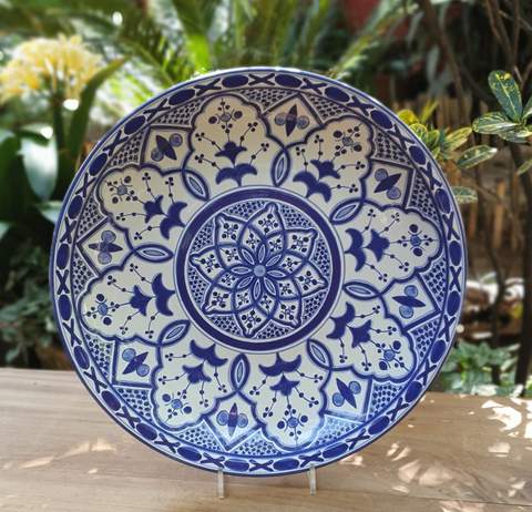 Decorative Platter Morisco IV Pattern Blue and White