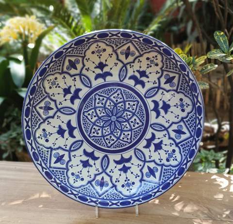 Decorative Platters Morisco Pattern Blue and White