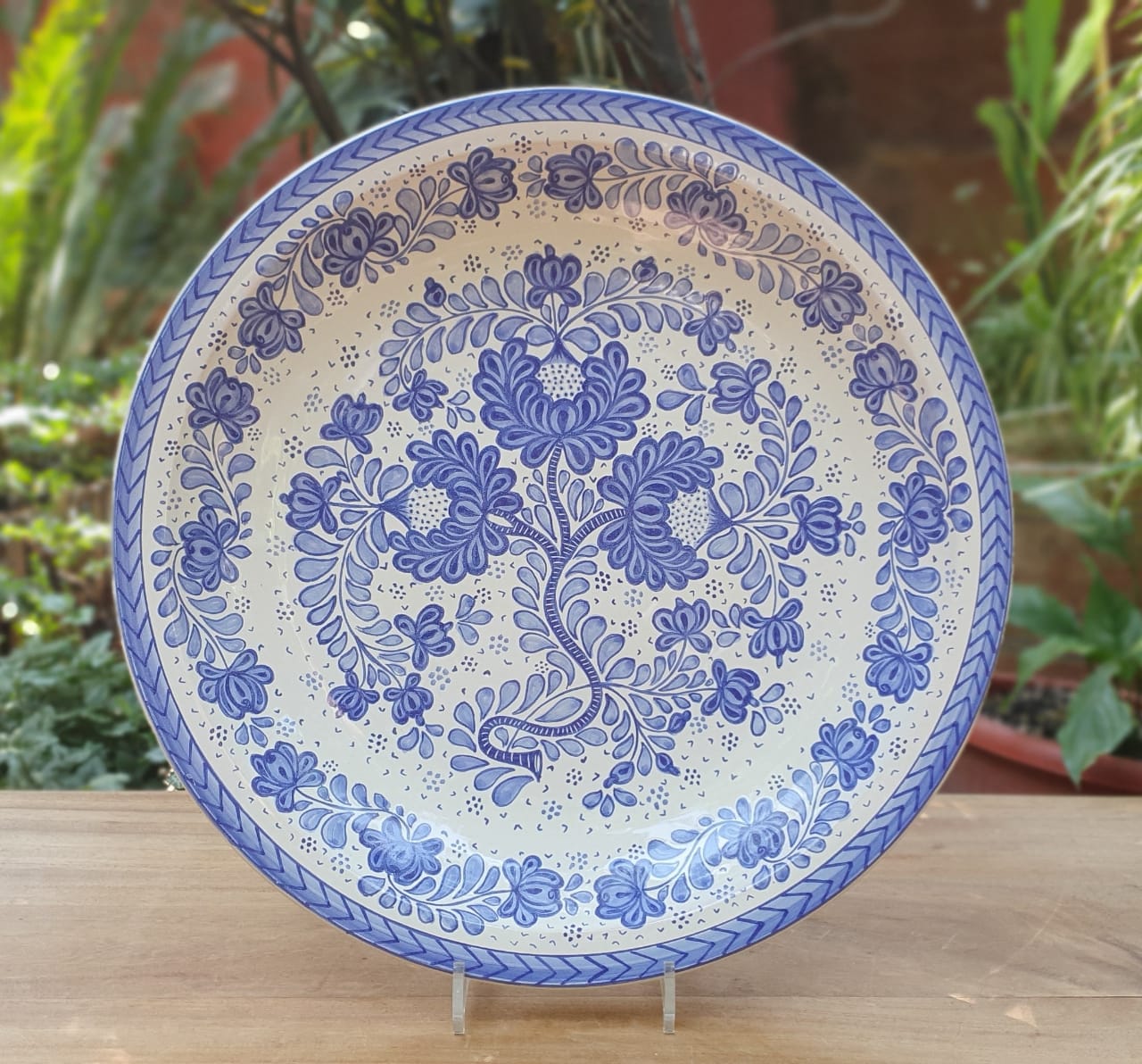 Decorative Platters Little Flower Pattern Blue and White