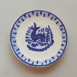 Deer Bread Plate / Tapa Plate 6.3" D Blue