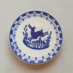 Rabbit Bread Plate / Tapa Plate 6.3" D Blue