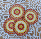 Flower Bread Plate / Tapa Plate 6.3" D Red Colors SET (2 pieces)