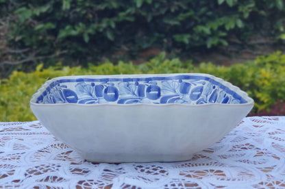 Flower Square Salad Bowl 8.5 X 2.6" Blue and White