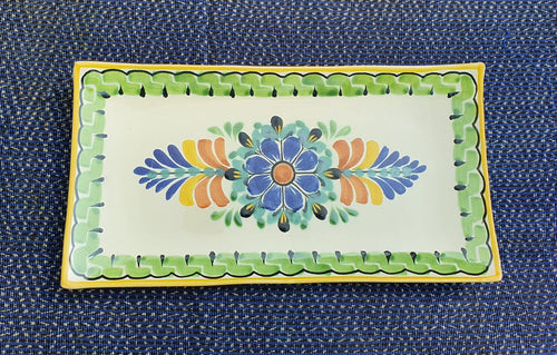 Plato/Bandeja Rectangular Flor Multicolores 