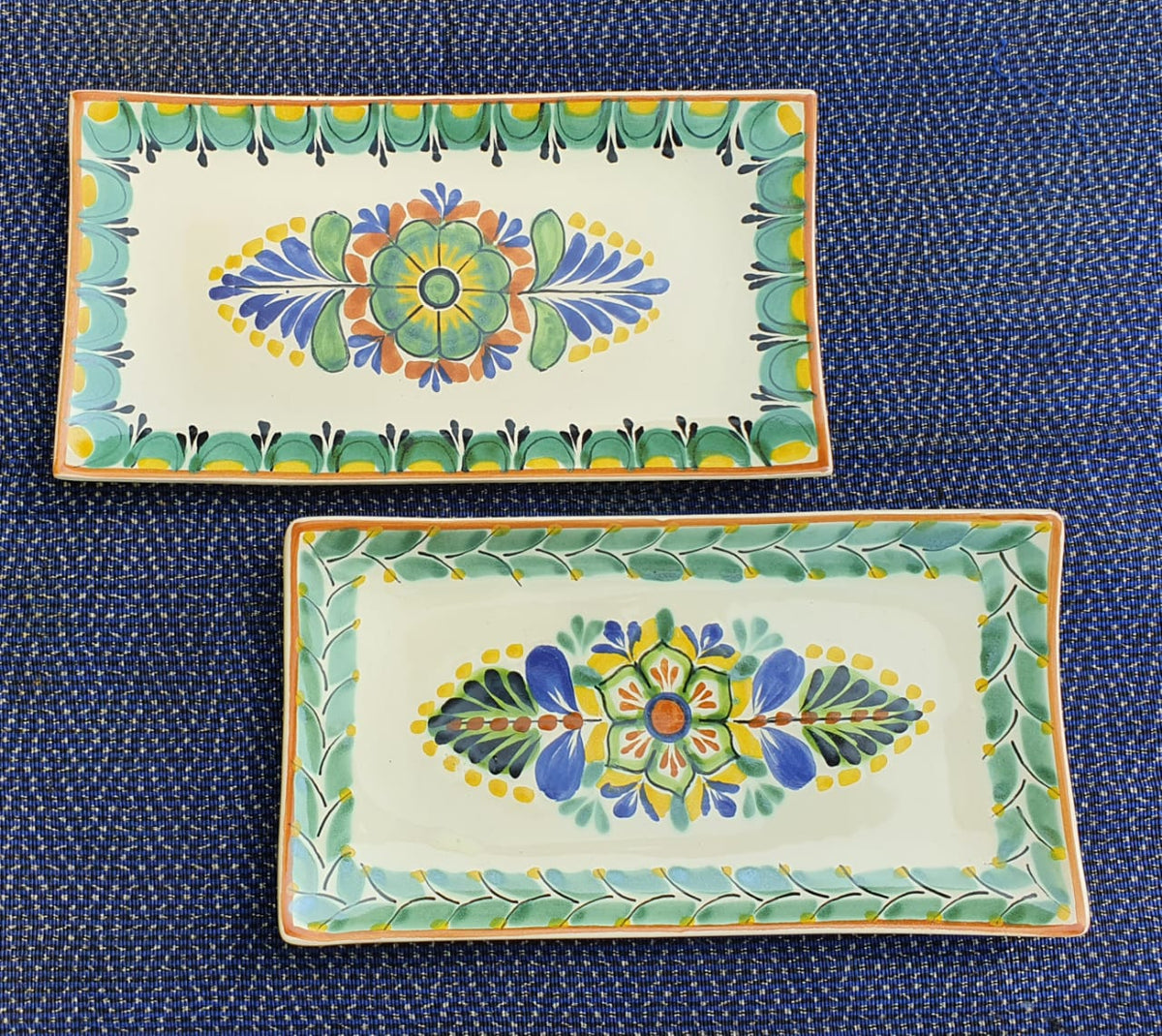 Flower Rectangular Plate / Tray SET (2 pieces) MultiColor