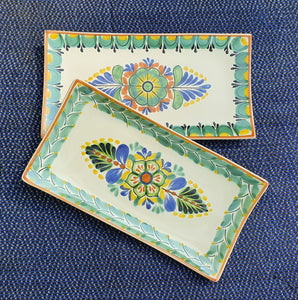 Flower Rectangular Plate / Tray Set (2 pieces) MultiColors