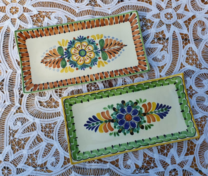 Flower Rectangular Plate / Tray SET (2 pieces) MultiColor