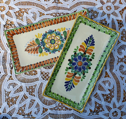 Flower Rectangular Plate / Tray SET (2 pieces) MultiColor