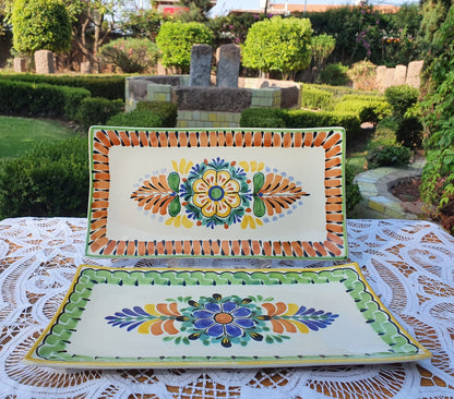 Flower Rectangular Plate / Tray SET (2 pieces) MultiColor