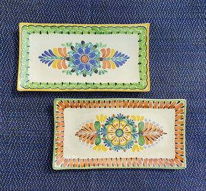 Flower Rectangular Plate / Tray SET (2 pieces) MultiColor