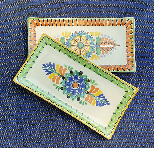 SET Plato/Bandeja Rectangular Flor (2 piezas) Multicolor 