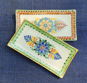 Flower Rectangular Plate / Tray SET (2 pieces) MultiColor