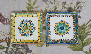 Flower Bread Square Plate / Tapa Plate 5*5" Set of 2 Multi-colors