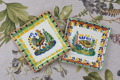 Plato cuadrado de pan de gallo / plato de tapa 5*5" Juego de 2 multicolores 