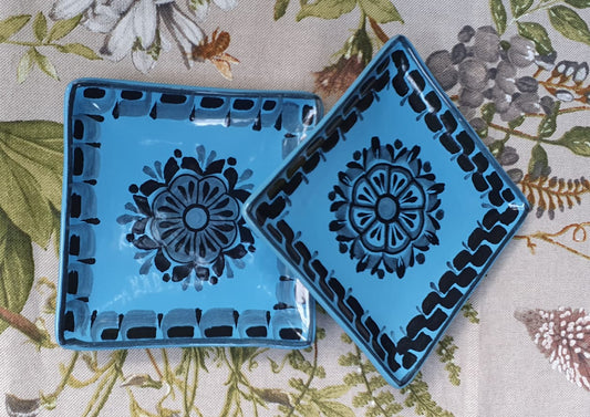 Flower Bread Square Plate / Tapa Plate Set of 2 Contemporary Choose your Favorite Color