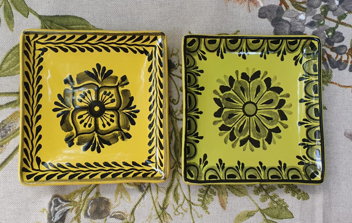 Flower Bread Square Plate / Tapa Plate 5*5" Set (2 pieces) Contemporary