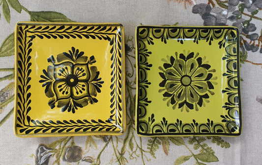 Flower Bread Square Plate / Tapa Plate 5*5" Set (2 pieces) Contemporary