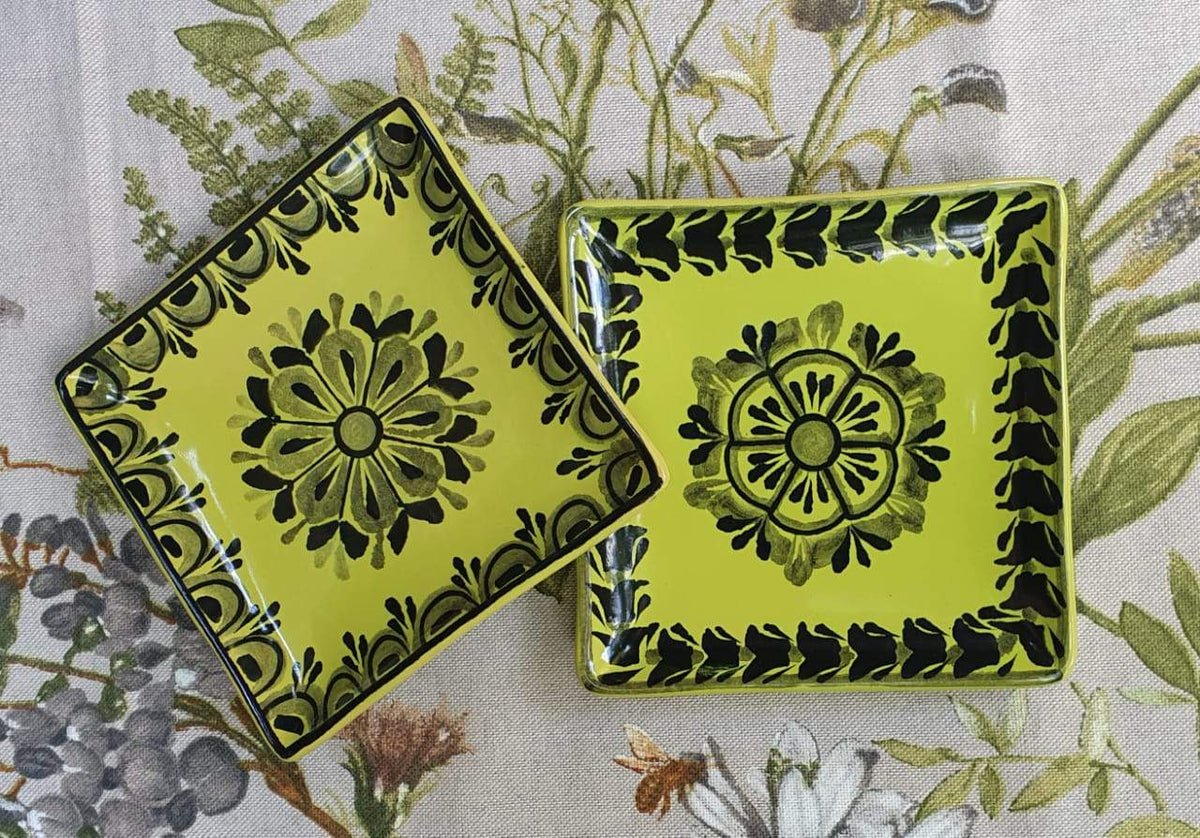 Flower Bread Square Plate / Tapa Plate Set of 2 Contemporary Choose your Favorite Color