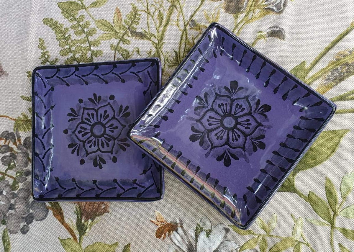 Flower Bread Square Plate / Tapa Plate Set of 2 Contemporary Choose your Favorite Color