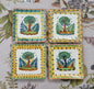 Tree Bread Square Plate / Tapa Plate 5*5" Set of 4 Multi-colors