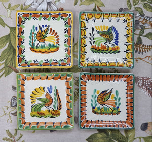 Bird Bread Square Plate / Tapa Plate 5*5" Set of 4 MultiColors
