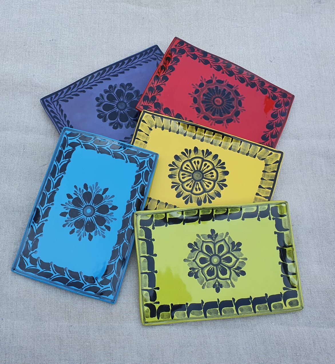 Bandeja de Flores Wave Rectangular 7.9x5.3" SET (5 piezas) MultiColors Contemporáneo 