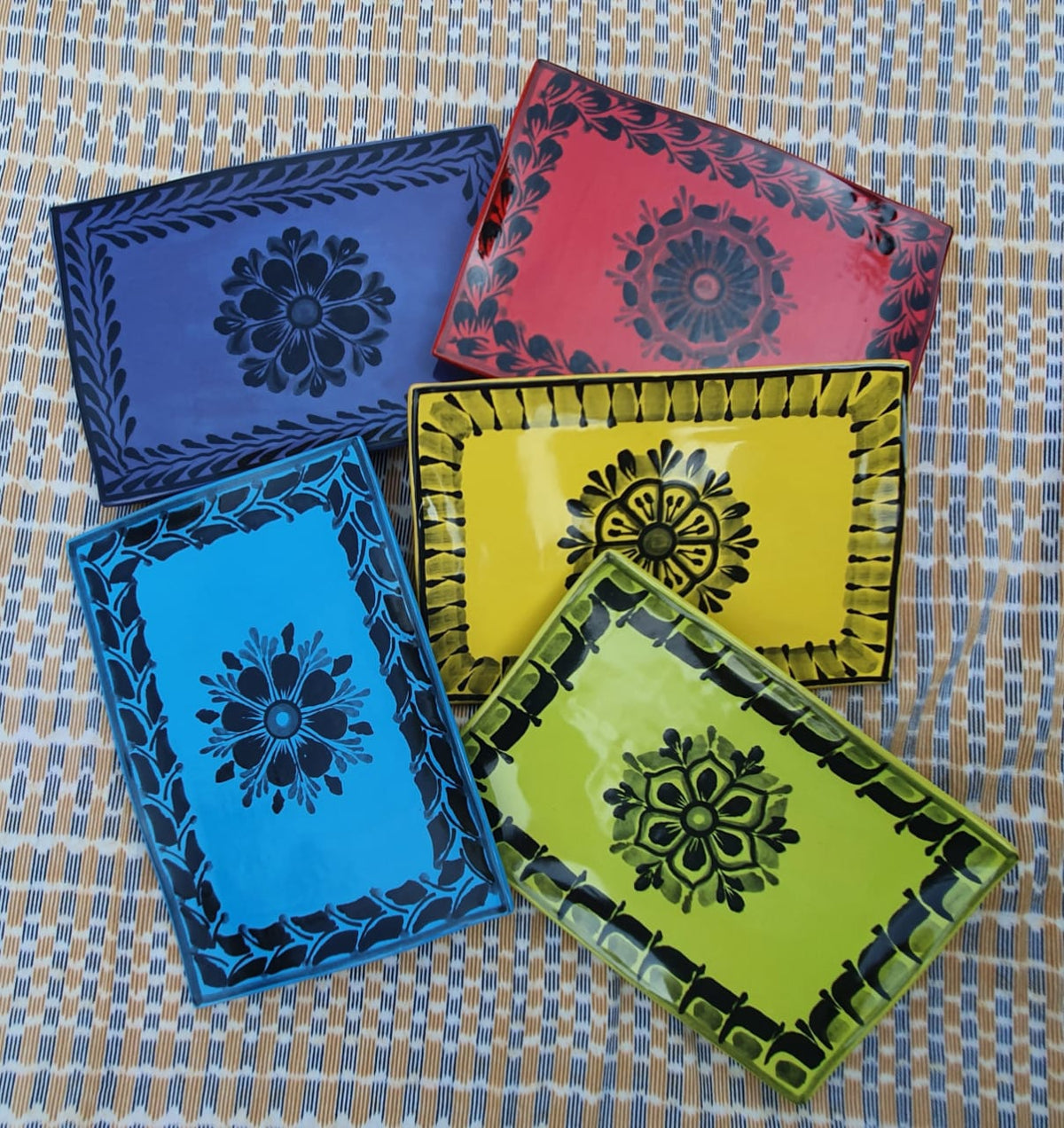 Bandeja de Flores Wave Rectangular 7.9x5.3" SET (5 piezas) MultiColors Contemporáneo 