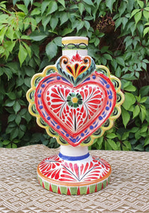 Love Heart Candle holder 7.7" H MultiColors
