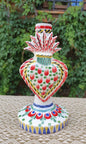 Sacred Heart Candle holder 7.7" H MultiColors