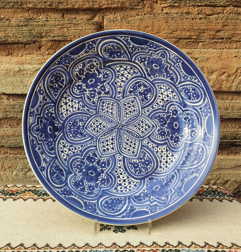 Decorative Platters Morisco III Pattern Blue and White