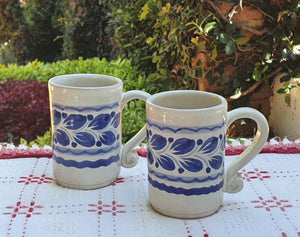 Espresso Mug 3.7 Oz Set of 2 Blue and White