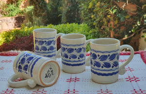 Espresso Mug 3.7 Oz Set of 4 Blue and White