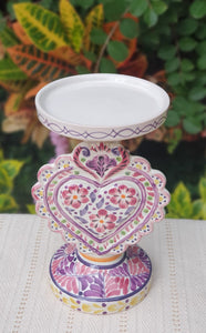 Love Heart 4.5" Candle holder 7.7" H Purple Colors