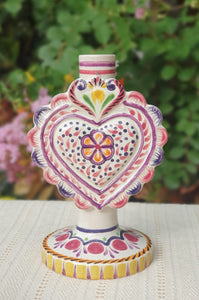 Love Heart Candle holder 7.7" H Purple Colors