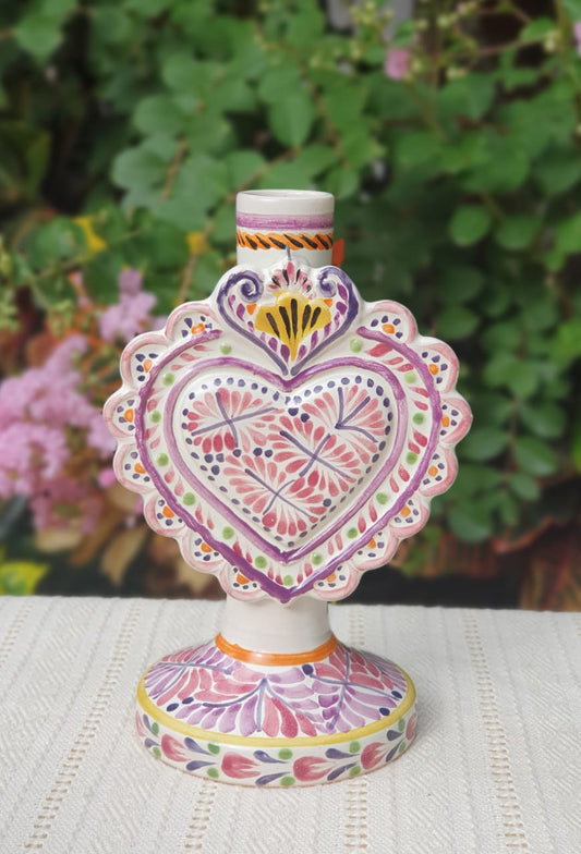Portavelas Love Heart 7.7" H Colores morados 
