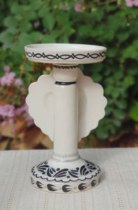 Love Heart 4.5" Candle holder 7.7" H Black and White