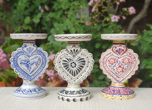 Love Heart 4.5" Candle holder 7.7" Set (3 pieces) MultiColors