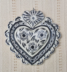 Ornament Love Heart 5*5" Black and White