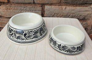 Dog Bowl Set of 2 Large & Small Black and White