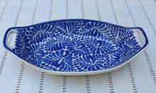Oval Bowl with handles / Serving Salad Piece Milestones Blue and White