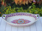 Flower Oval Bowl with handles / Serving Piece Purple Colors