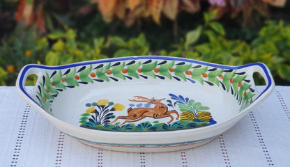 Deer Oval Bowl with handles / Serving Piece MultiColors