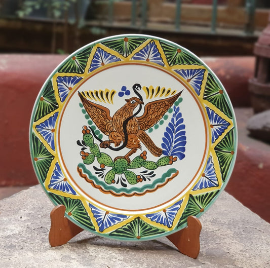Mexican Eagle Decorative / Serving Flat Platter 13.8" D Multi-colors