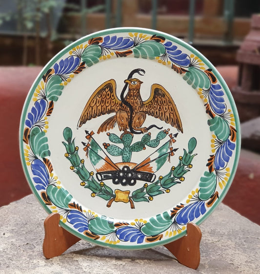 Mexican Eagle Decorative / Serving Flat Platter 13.8" D Multi-colors
