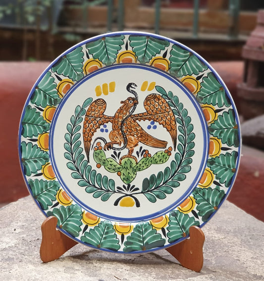 Mexican Eagle Decorative / Serving Flat Platter 13.8" D Multi-colors