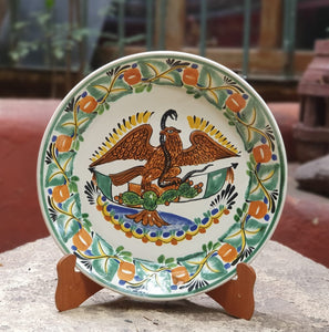 Mexican Eagle Decorative / Serving Flat Platter 13.8" D Multi-colors