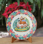 Deer Christmas Plate Red-Green-Blue Colors