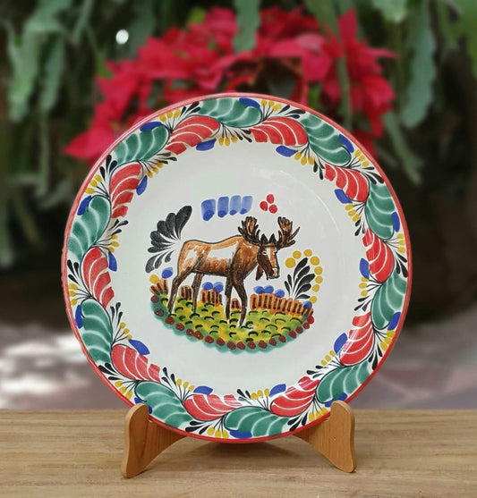 Moose Christmas Plates MultiColors